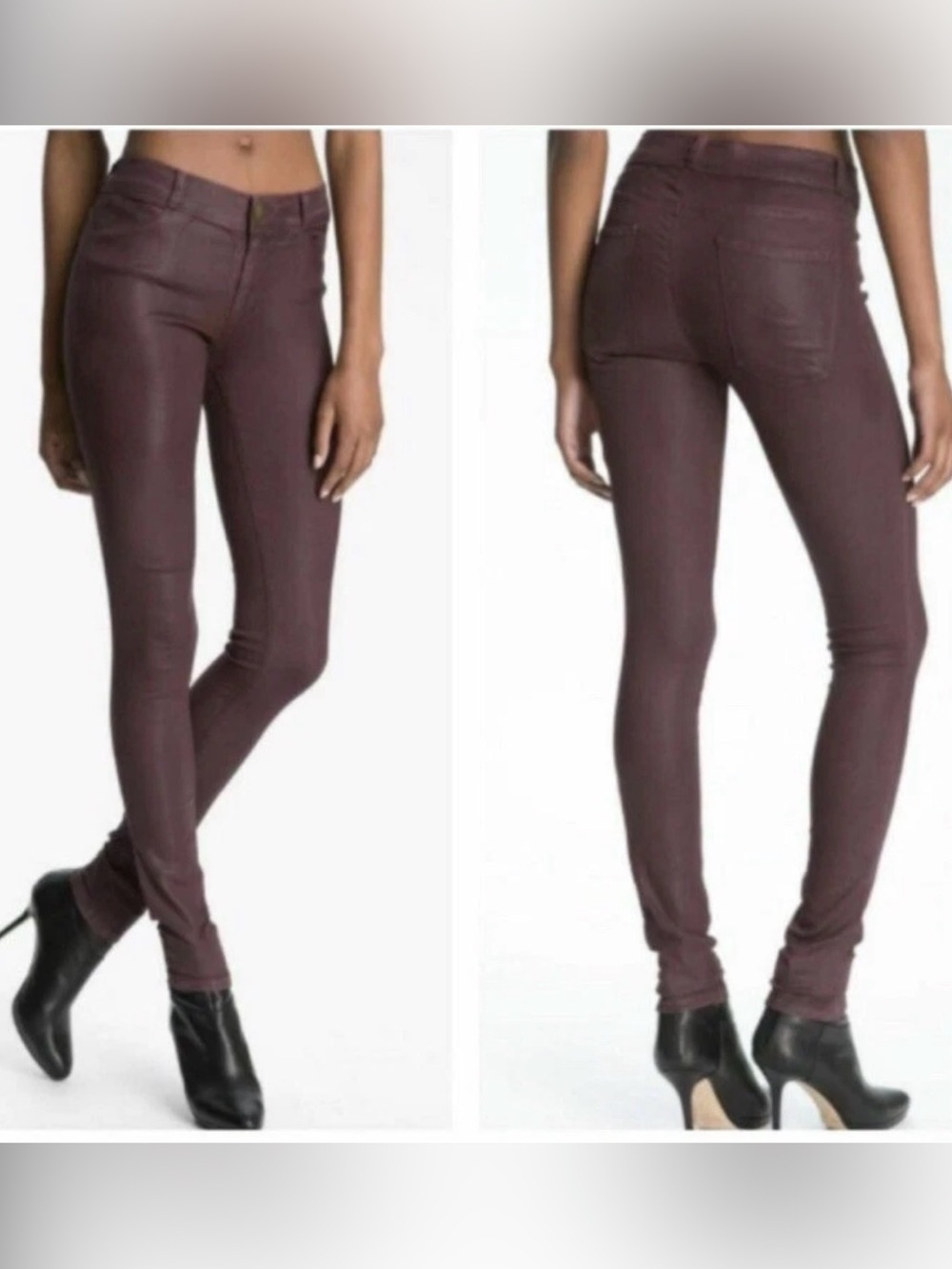 Current Elliot Purple Wax Coated Moto Skinny Jeans.  Sz 27
